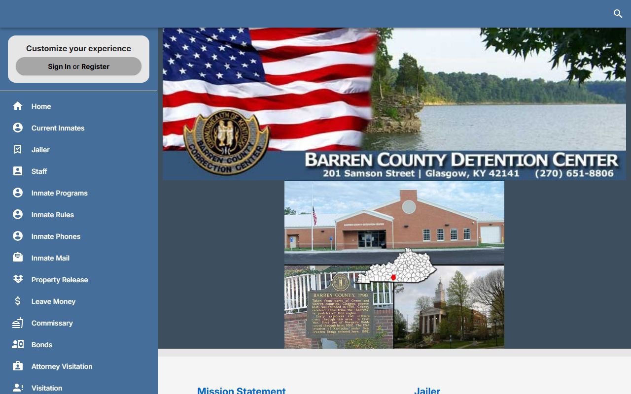 Metcalfe County inmate population lookup through the Barren County Detention Center jail site