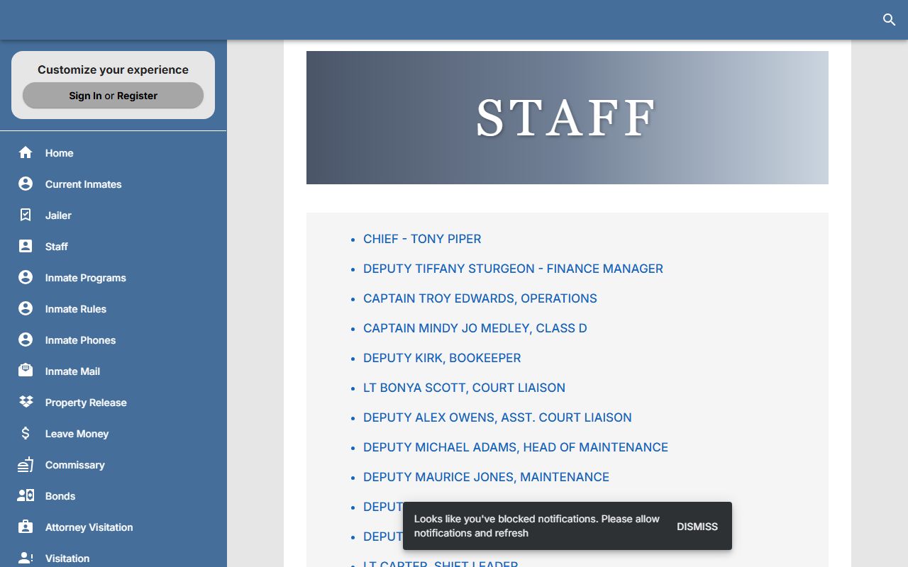 Barren County Detention Center staff page for Metcalfe County inmate custody support